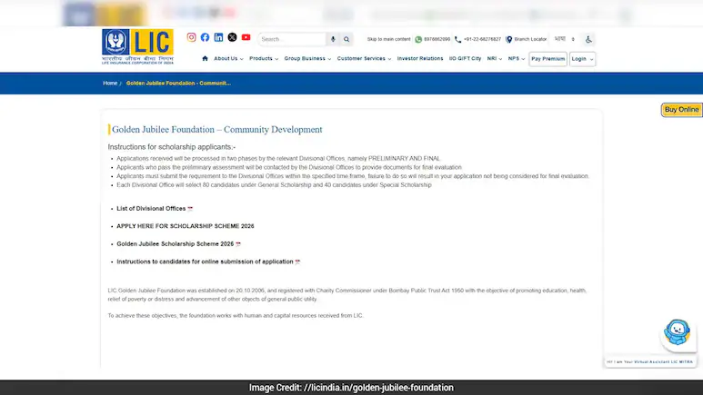 LIC Golden Jubilee Scholarship 2026: Class 10, 12 Pass Students Can receives Up To Rs 50,000