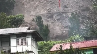 A terrifying video of the landslide surfaced, showing rocks, mud and debris crashing down