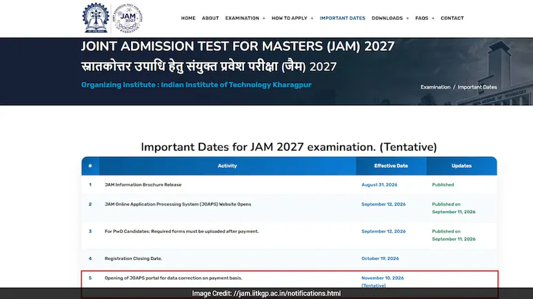 Registration Deadline Extended Till October 19 — IIT JAM 2027