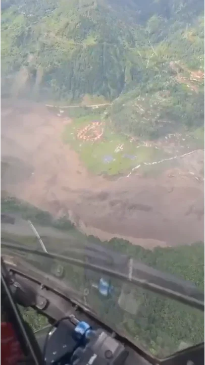Aerial visuals show it has covered entire population centres, places that had people last week