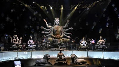 Chorbagan Durga idol immersed without customary rituals Debi Boron or Sindoor Khela a week