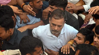 BJP claims Rahul Gandhi tried to push woman cop 'in his eagerness to make a reel' during Opposition