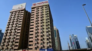 Now appearing incongruous against a backdrop of luxury skyscrapers, the so-called Toyota