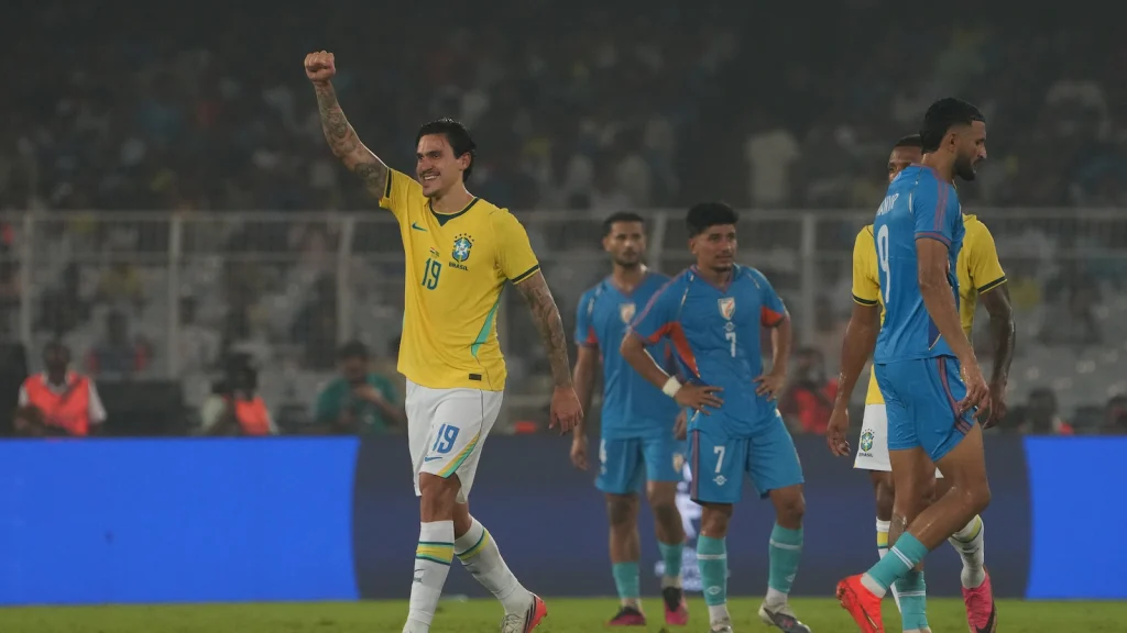 Five-time World Cup winners Brazil showed glimpses of their class in a 4-0 victory over India