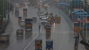 Chennai witnessed its first spell of Northeast Monsoon rain on Saturday night, recording