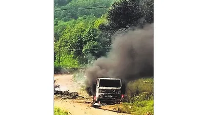 District SP Amit Bardar said the truck was carrying fuel for earthmoving machines engaged