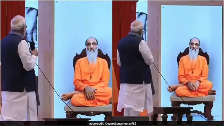 Recounting his first meeting with the spiritual leader, PM Modi said he had met him