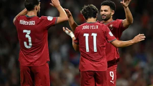 Portugal became the first team to reach the quarter-finals of the Nations League when they beat