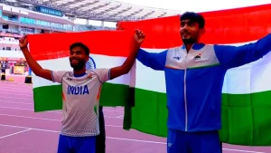 India's Praveen Kumar won gold in the men's high jump T44/64 with a Games record, while Banti