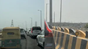 Motorists on Wednesday faced heavy traffic congestion on the newly-opened Barapullah Phase-III
