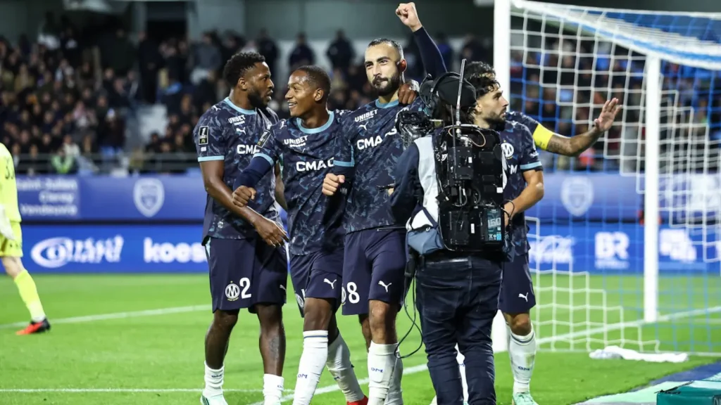 Marseille ended their four-game losing run in Ligue 1 as Amine Harit and Himad Abdelli scored