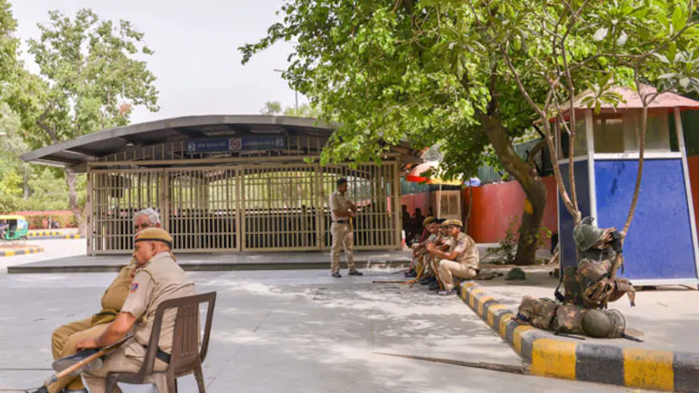 Entry and exit gates of the nearby metro stations of Janpath, Patel Chowk, Central Secretariat