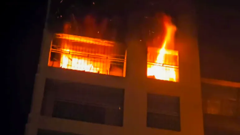 Two women died and six other persons were rushed to hospital after a massive fire broke out