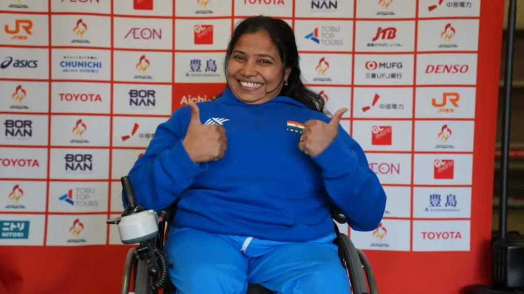 India's Suvarna Raj won the gold medal in the women's discus throw F54 event at the Asian Para