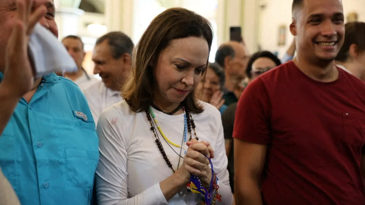 Machado's arrival follows fresh opposition protests in several Venezuelan cities demanding