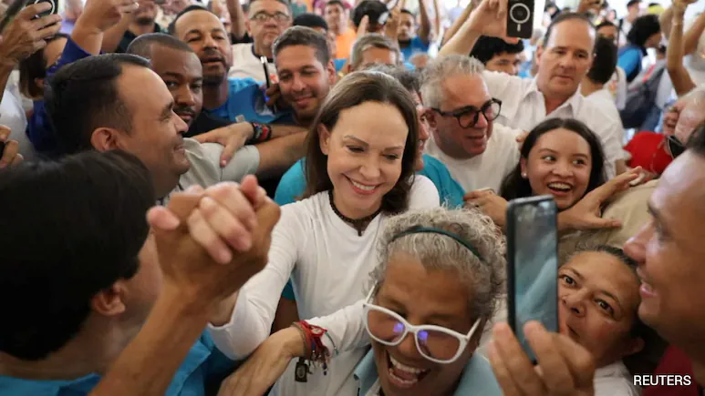 Machado's arrival follows fresh opposition protests in several Venezuelan cities demanding