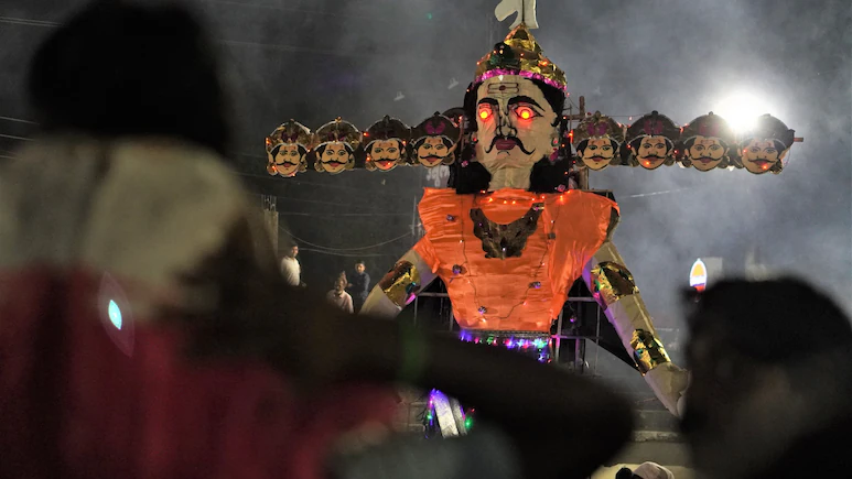 Ravan Dahan is a major highlight of Dussehra celebrations, with effigies burnt at Ramlila