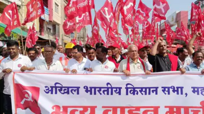 Over 12,000 farmers began a march to Mumbai on Tuesday demanding immediate relief