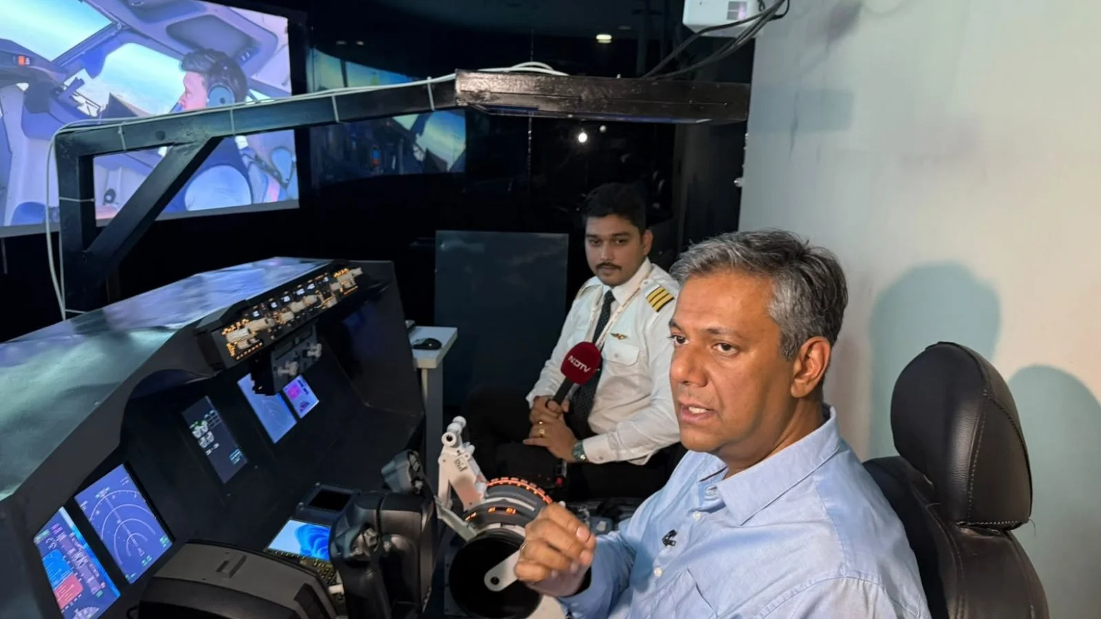 While at 34,000 feet, the co-pilot would have pushed down his control column after which