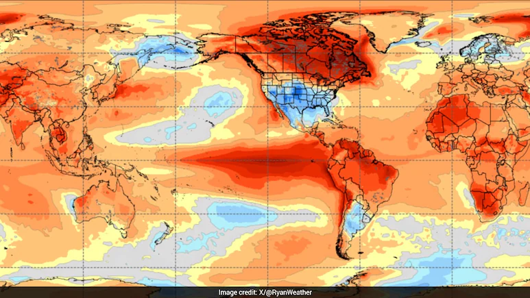 Meteorologist Ryan Maue posted a climate map of the entire planet, saying the Earth is almost