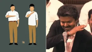 When Vijay repeated it, the DMK criticised him When Stalin made the gesture, the AIADMK, then