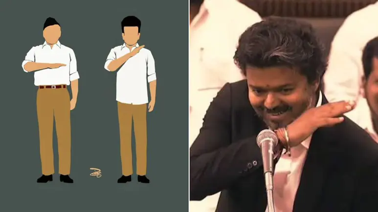 When Vijay repeated it, the DMK criticised him When Stalin made the gesture, the AIADMK, then