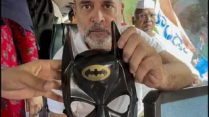 Students dressed up as batman, superman and even Raavan showed up to the protest with posters