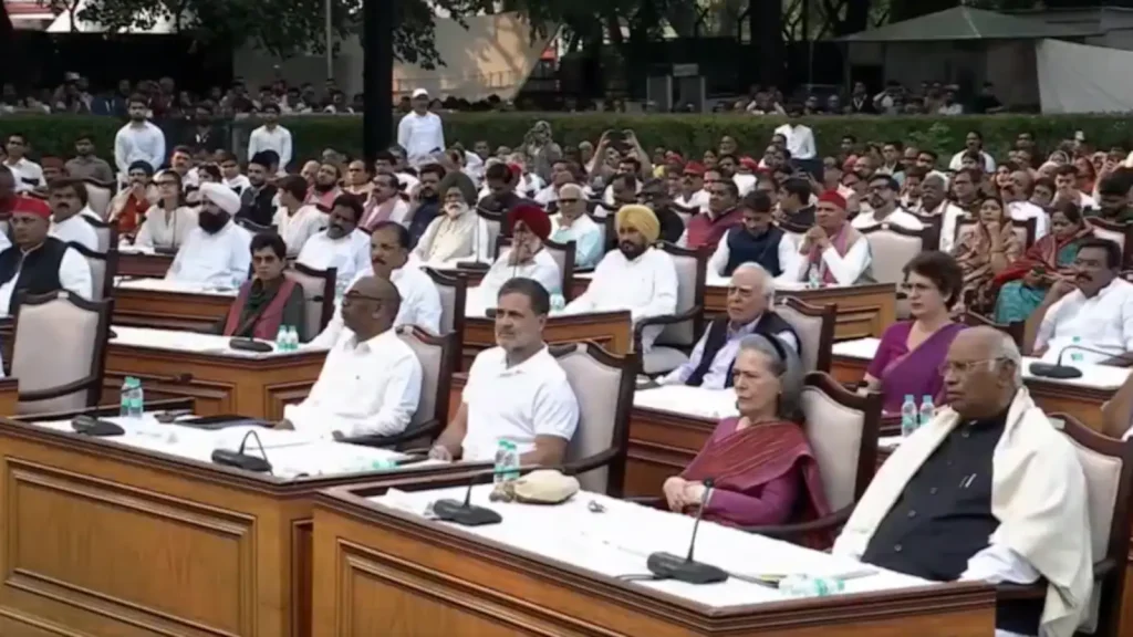Congress president Mallikarjun Kharge moved the "motion" as Meira Kumar, a former Lok Sabha