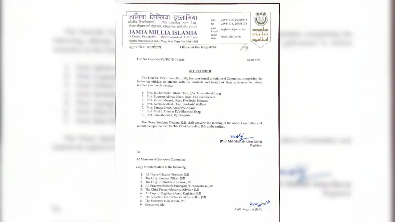 Amid ongoing protests over the restoration of the students' union, Jamia Millia Islamia