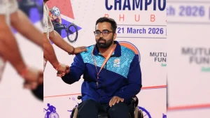 India's Sukhchain had to settle for bronze in the men's javelin throw F55 event at the Asian
