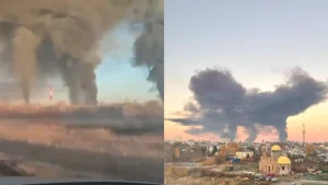 Video: Thick Columns Of Smoke Rise From Russian Oil Refinery After Drone Attack