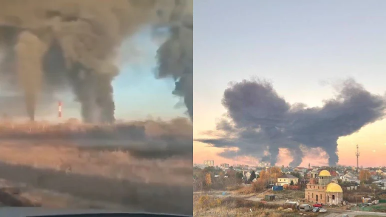 Video: Thick Columns Of Smoke Rise From Russian Oil Refinery After Drone Attack