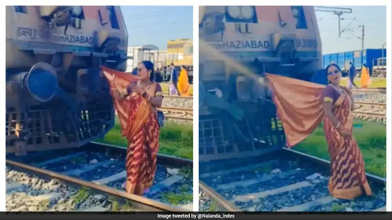 Video: Woman Ties Saree To Train Engine, Recreates Bollywood-Style Dance On Tracks