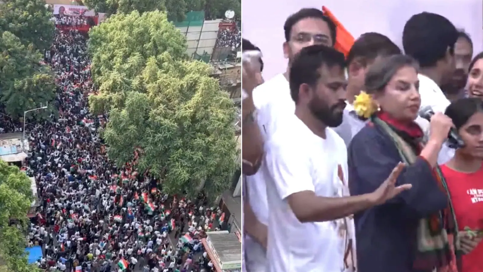 Hundreds have been detained in New Delhi during a protest by opposition outfits demanding