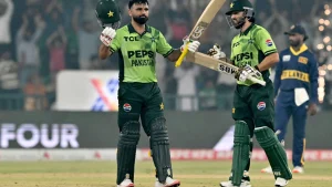 Opener Fakhar Zaman overcame a bruised knee and a lean run to score 127 and lead Pakistan past